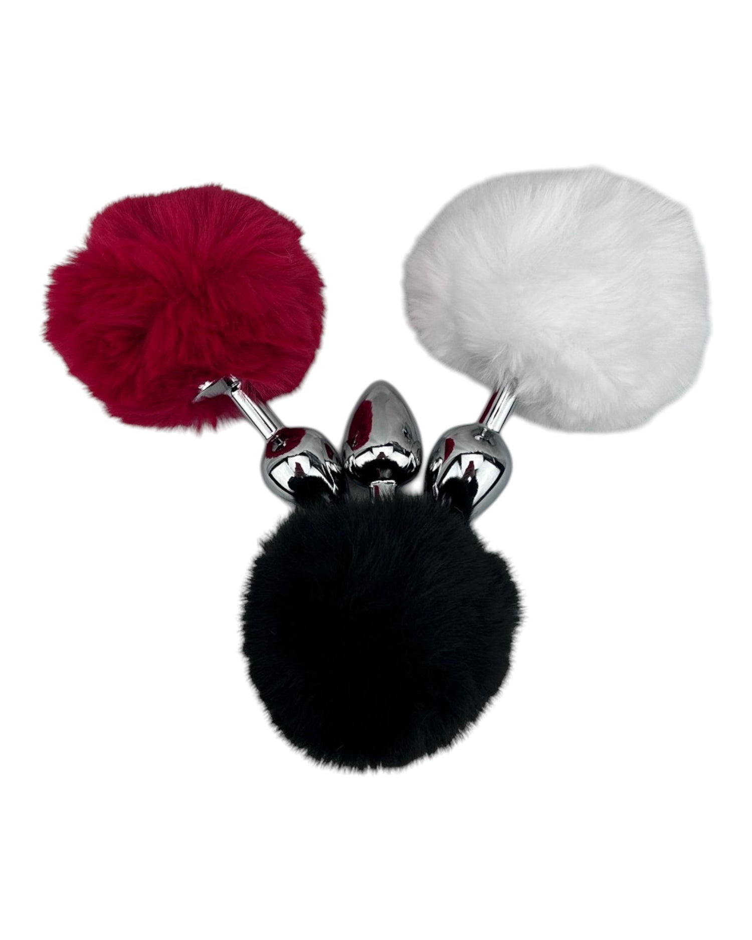 Plug anal Bunny Glow con cola de conejo de peluche esponjosa, metálico y elegante, marca Glow & Vibe.