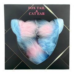 Set erótico Foxy Kit con orejas de gato, pezoneras, collar y plug anal metálico con cola de zorro, diseño Glow & Vibe