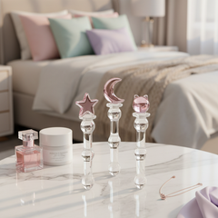 Plug anal Crystal Jewel de cristal texturizado transparente, diseño elegante y brillante de Glow & Vibe.