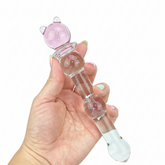 Plug anal Crystal Jewel de cristal texturizado transparente, diseño elegante y brillante de Glow & Vibe.