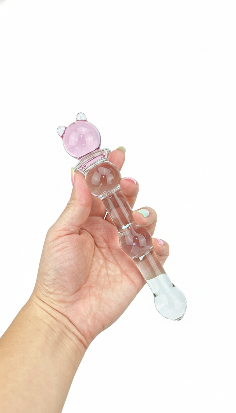 Plug anal Crystal Jewel de cristal texturizado transparente, diseño elegante y brillante de Glow & Vibe.