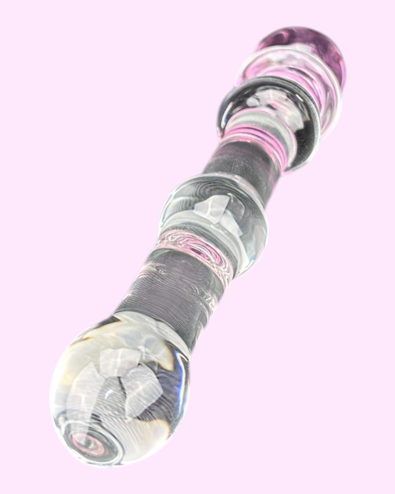 Plug anal Crystal Jewel de cristal texturizado transparente, diseño elegante y brillante de Glow & Vibe.