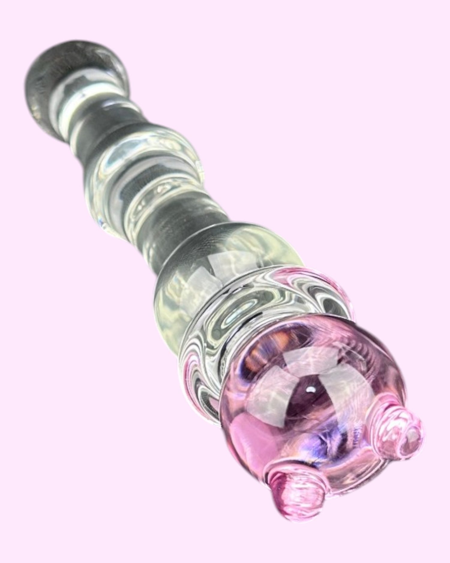Plug anal Crystal Jewel de cristal texturizado transparente, diseño elegante y brillante de Glow & Vibe.