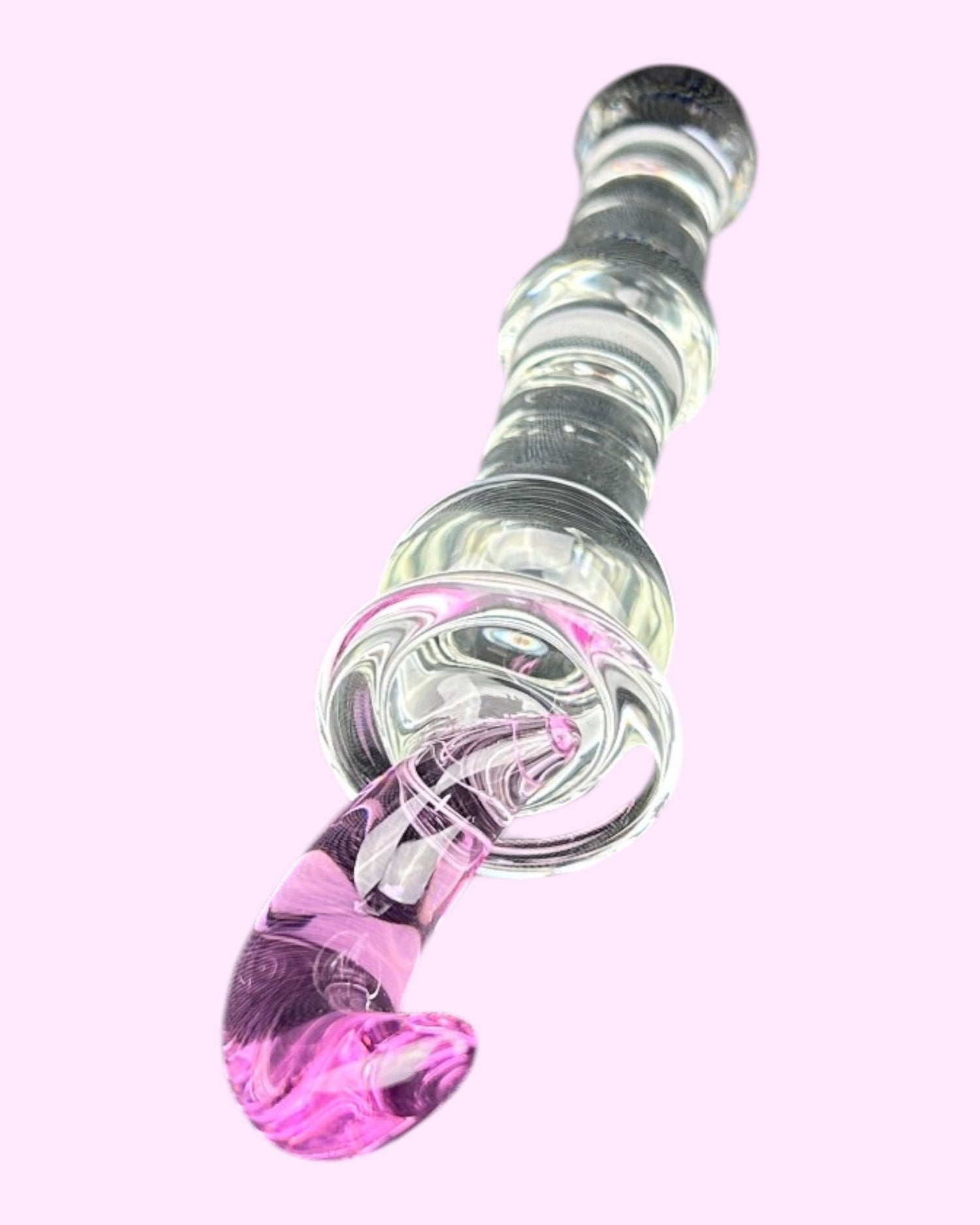 Plug anal Crystal Jewel de cristal texturizado transparente, diseño elegante y brillante de Glow & Vibe.