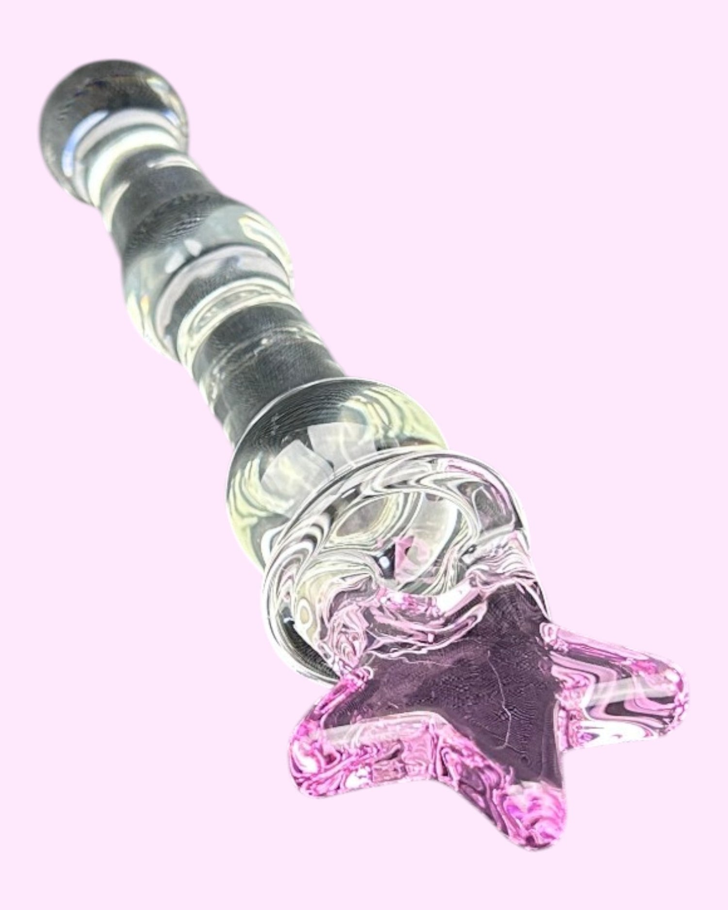 Plug anal Crystal Jewel de cristal texturizado transparente, diseño elegante y brillante de Glow & Vibe.