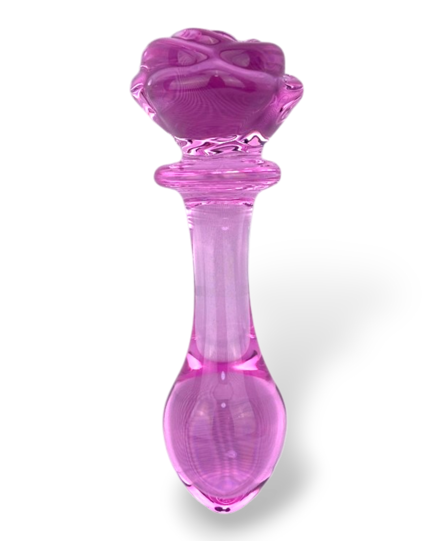 Plug anal Crystal Rose de cristal rosa texturizado, diseño elegante y sensual de Glow & Vibe.