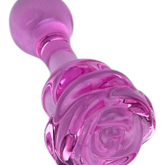 Plug anal Crystal Rose de cristal rosa texturizado, diseño elegante y sensual de Glow & Vibe.