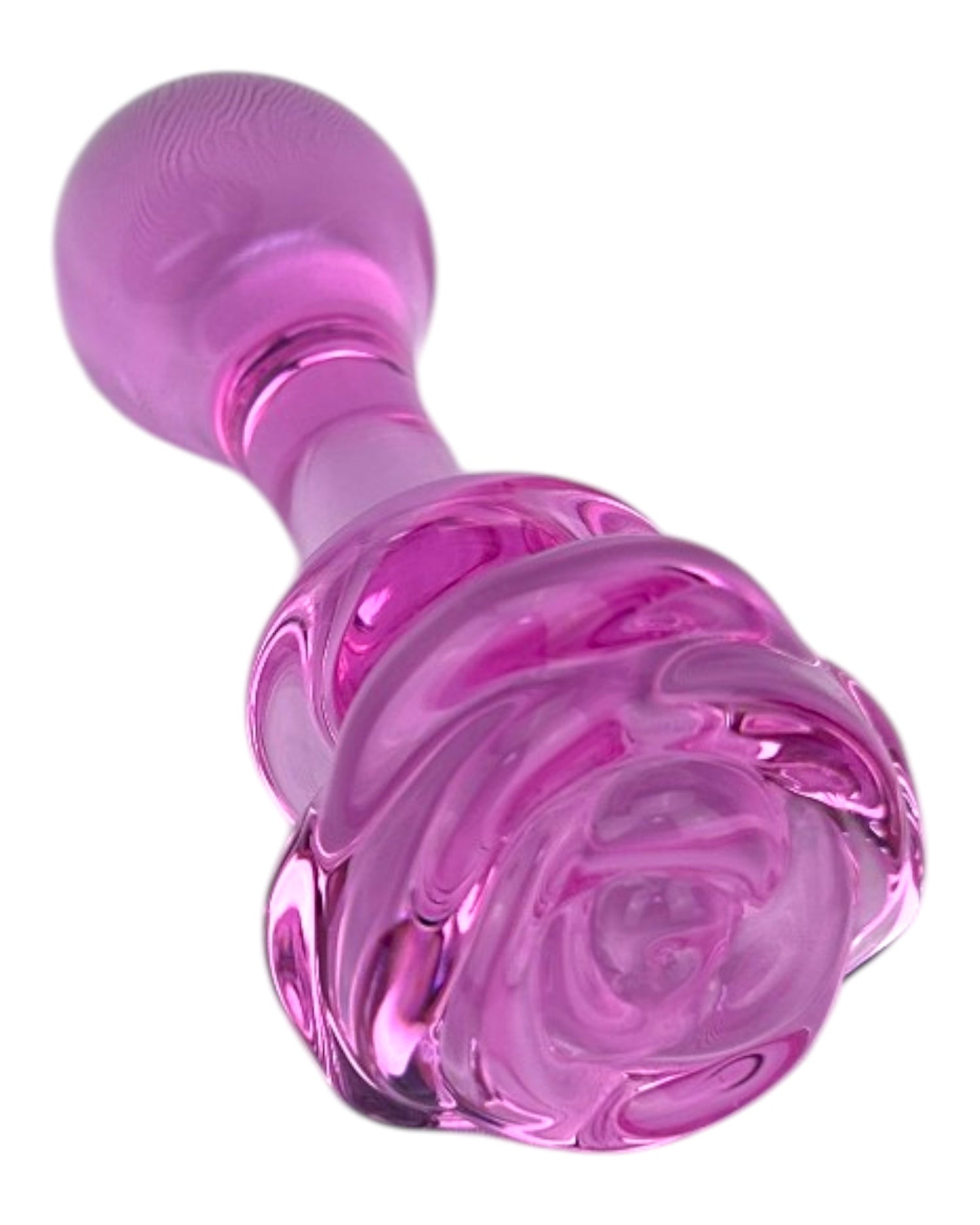 Plug anal Crystal Rose de cristal rosa texturizado, diseño elegante y sensual de Glow & Vibe.