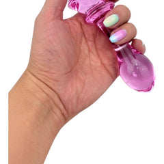 Plug anal Crystal Rose de cristal rosa texturizado, diseño elegante y sensual de Glow & Vibe.