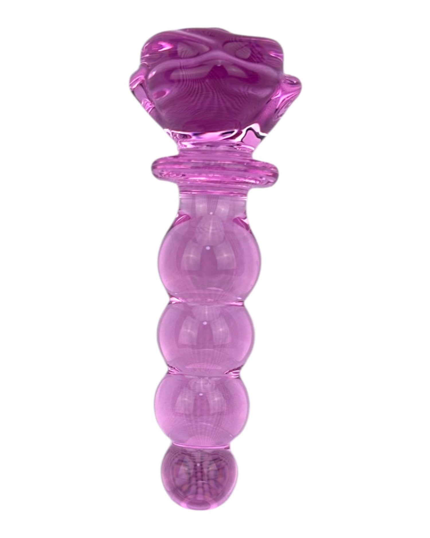 Plug anal Crystal Rose de cristal rosa texturizado, diseño elegante y sensual de Glow & Vibe.
