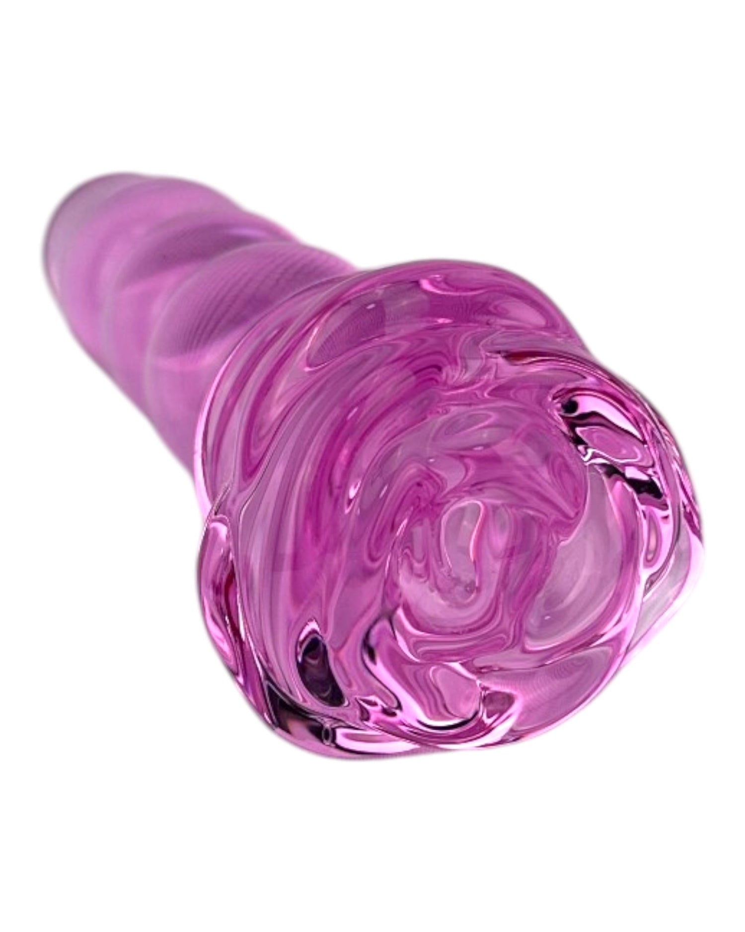 Plug anal Crystal Rose de cristal rosa texturizado, diseño elegante y sensual de Glow & Vibe.