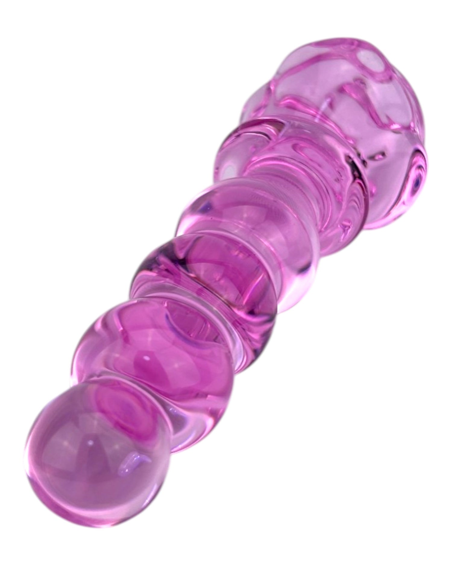 Plug anal Crystal Rose de cristal rosa texturizado, diseño elegante y sensual de Glow & Vibe.