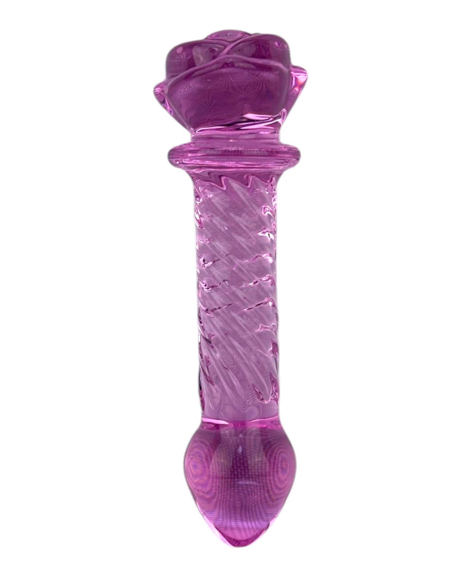Plug anal Crystal Rose de cristal rosa texturizado, diseño elegante y sensual de Glow & Vibe.