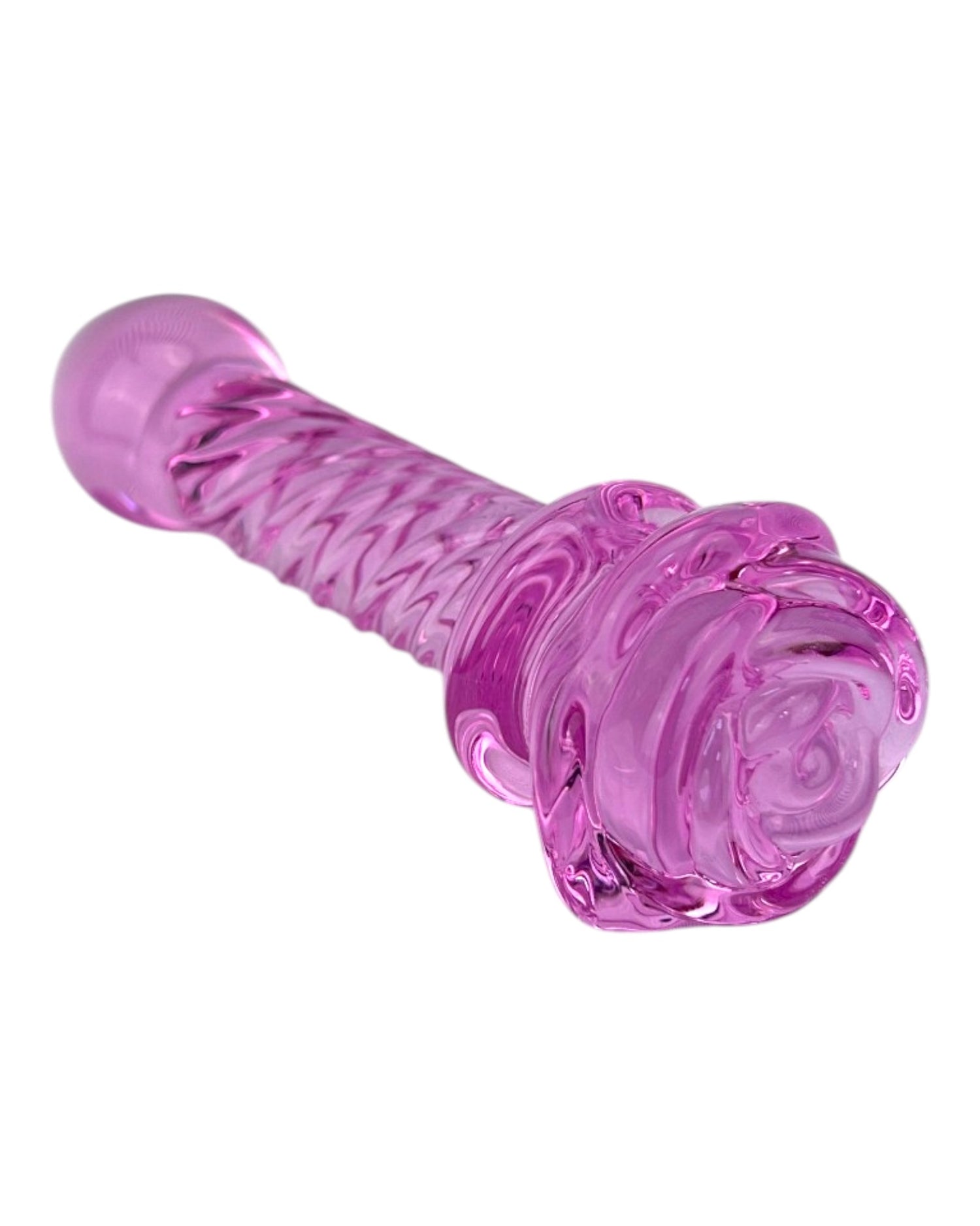 Plug anal Crystal Rose de cristal rosa texturizado, diseño elegante y sensual de Glow & Vibe.