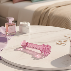 Plug anal Crystal Rose de cristal rosa texturizado, diseño elegante y sensual de Glow & Vibe.