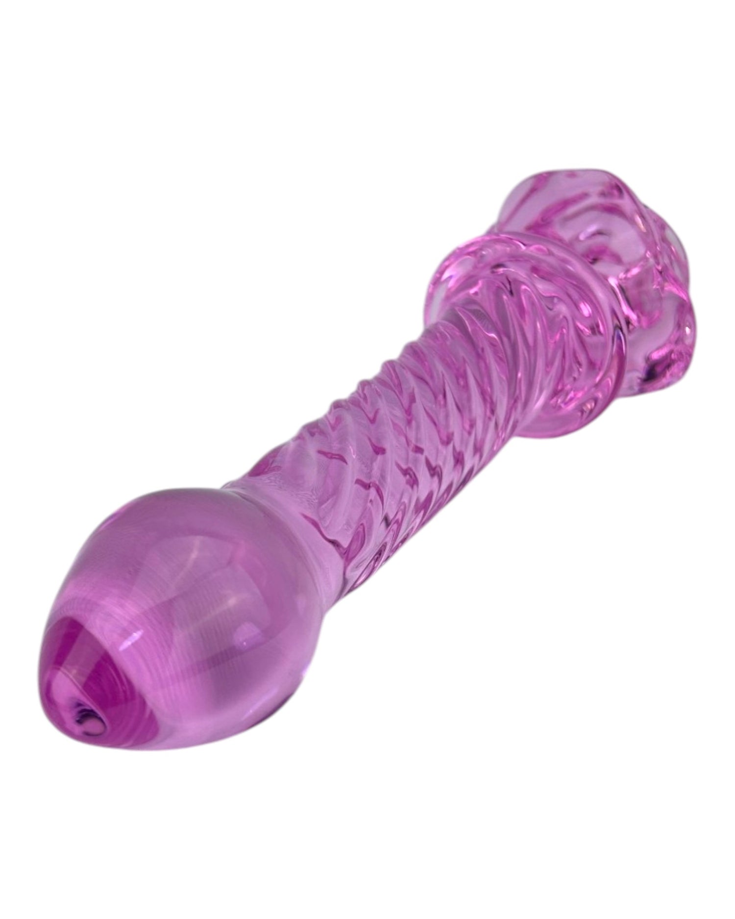 Plug anal Crystal Rose de cristal rosa texturizado, diseño elegante y sensual de Glow & Vibe.