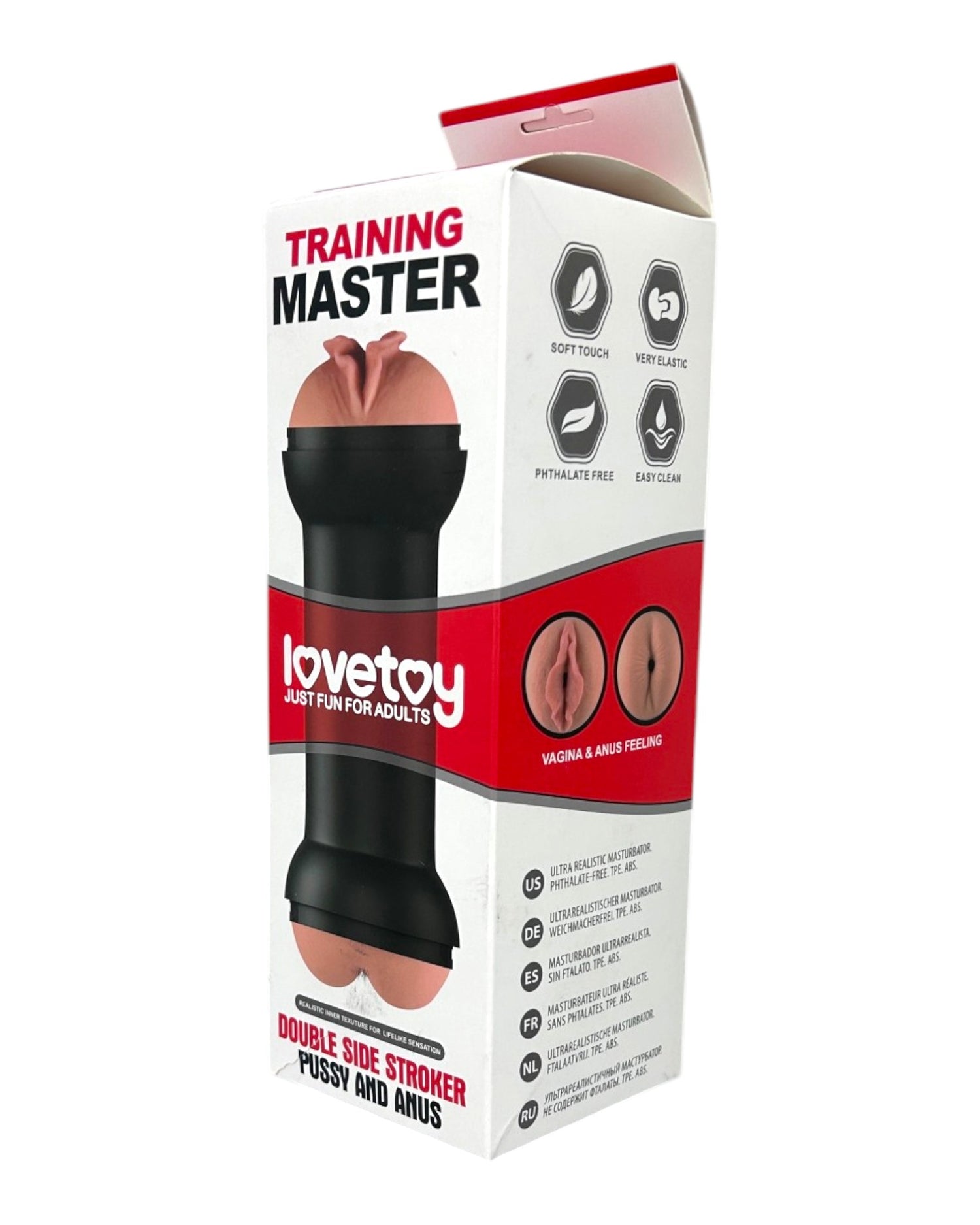 Masturbador doble Master Love de Magic Flesh con penetración vaginal y anal, textura realista y suave de Glow & Vibe.