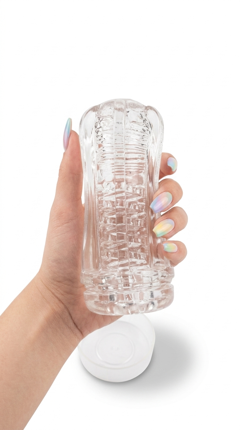 Masturbador Big Bang de silicón flexible con textura interna y efecto de succión, diseño compacto de Glow & Vibe.