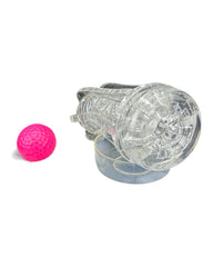 Masturbador Big Bang de silicón flexible con textura interna y efecto de succión, diseño compacto de Glow & Vibe.