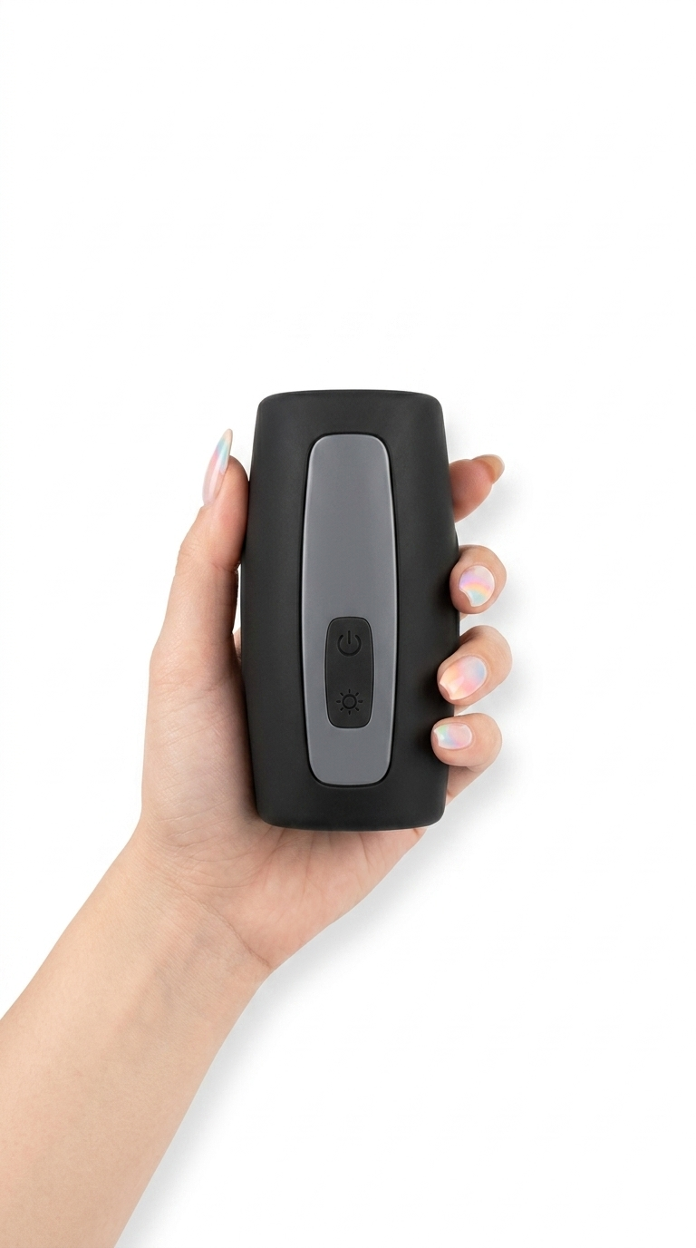 Masturbador Male Oh de silicón suave con 10 velocidades de vibración, textura flexible y diseño ergonómico Glow & Vibe.
