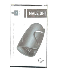 Masturbador Male Oh de silicón suave con 10 velocidades de vibración, textura flexible y diseño ergonómico Glow & Vibe.
