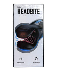 Masturbador Dual Bite de silicón texturizado con 10 modos de mordisco y vibración, diseño realista Glow & Vibe.