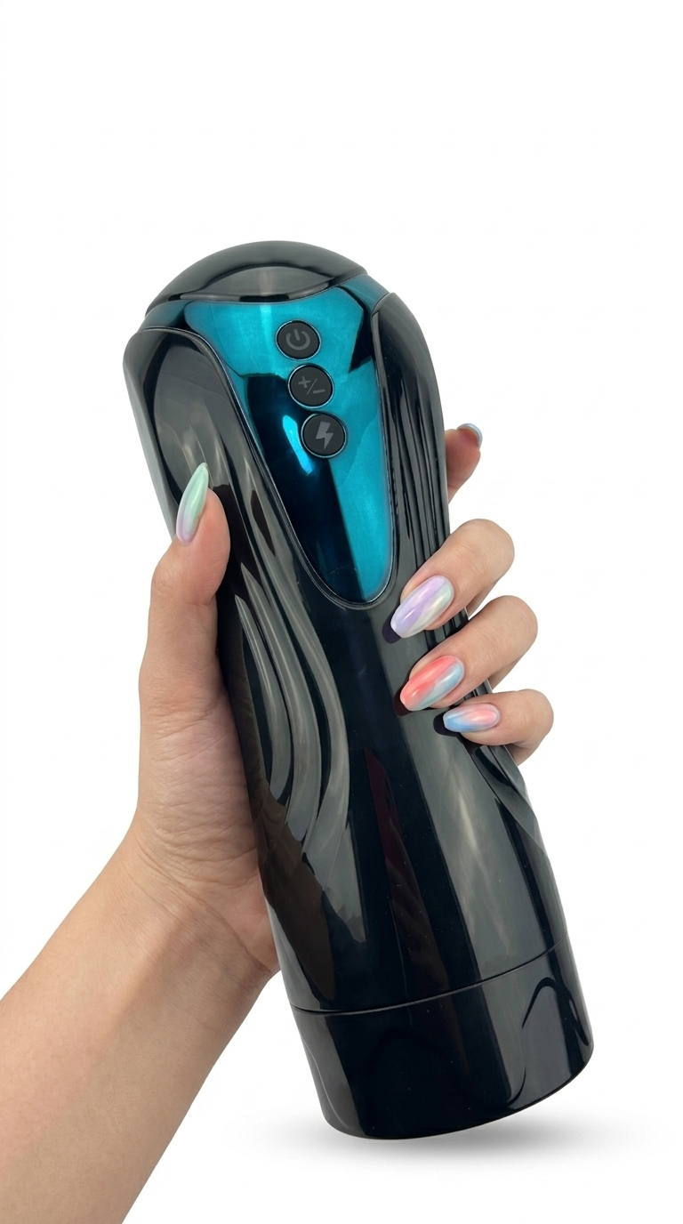 Masturbador Supreme Pleasure con sistema de succión, movimiento de pistón, carga USB y sonidos inmersivos Glow & Vibe.