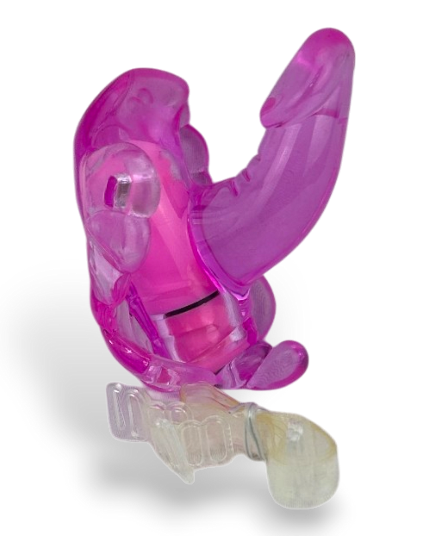 Estimulador femenino Butterfly Glow en forma de mariposa con vibración, diseño compacto y rosa brillante Glow & Vibe.