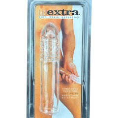 Funda de silicón Crazy Extender con textura realista y extensión peneana, diseño flexible y suave Glow & Vibe.
