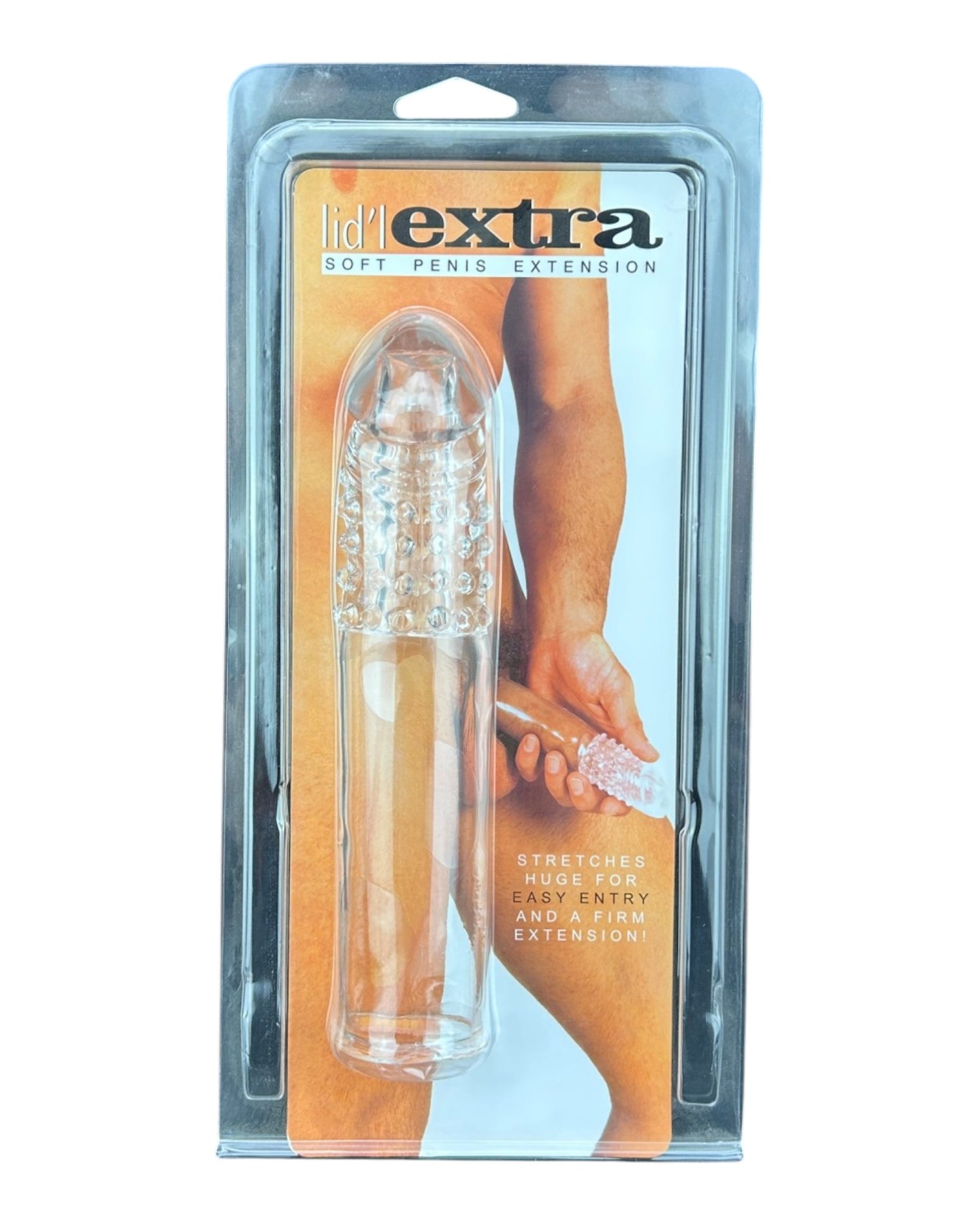 Funda de silicón Crazy Extender con textura realista y extensión peneana, diseño flexible y suave Glow & Vibe.