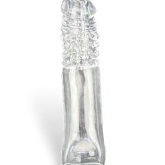 Funda de silicón Crazy Extender con textura realista y extensión peneana, diseño flexible y suave Glow & Vibe.