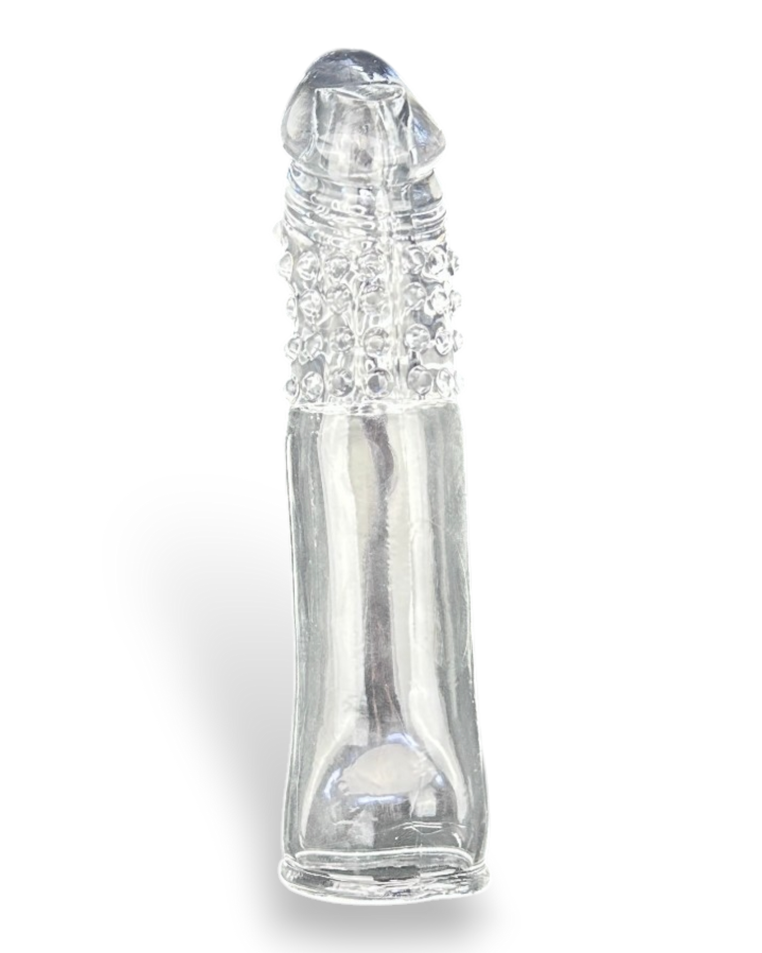 Funda de silicón Crazy Extender con textura realista y extensión peneana, diseño flexible y suave Glow & Vibe.
