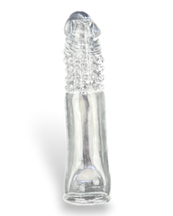 Funda de silicón Crazy Extender con textura realista y extensión peneana, diseño flexible y suave Glow & Vibe.