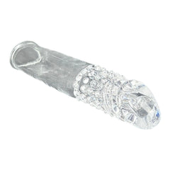 Funda de silicón Crazy Extender con textura realista y extensión peneana, diseño flexible y suave Glow & Vibe.