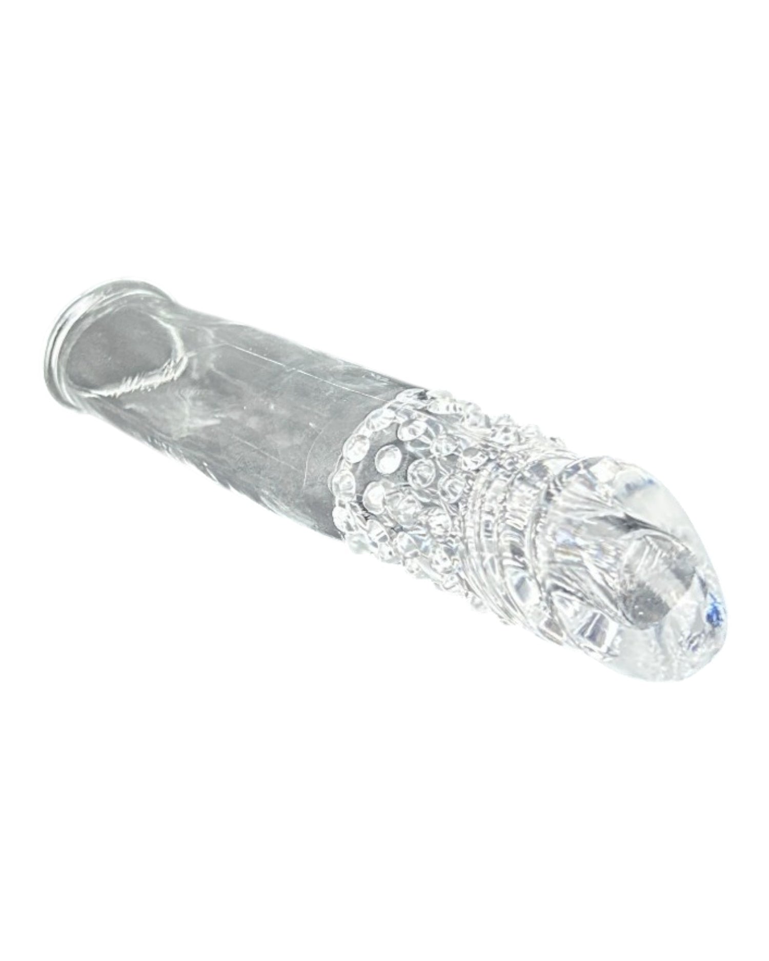 Funda de silicón Crazy Extender con textura realista y extensión peneana, diseño flexible y suave Glow & Vibe.