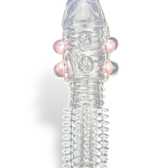 Funda Pearl Touch de gel transparente con perlas internas y textura suave Glow & Vibe.