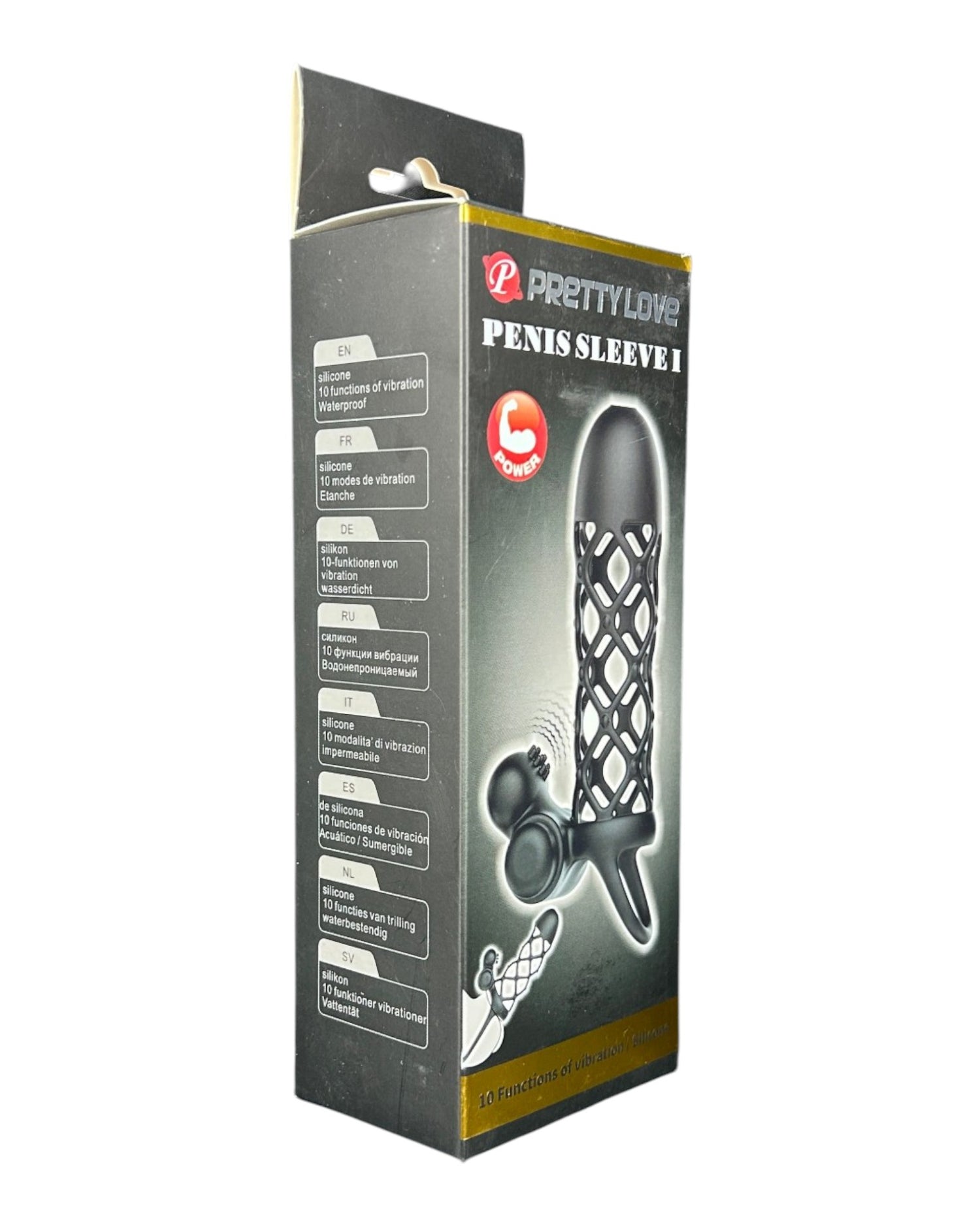 Funda Pleasure Sleeve de silicón texturizada con estimulador de clítoris y 10 modos de vibración Glow & Vibe.