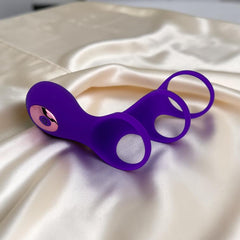 Media funda Dual Pulse de silicón con doble aro, estimulador clitoral y vibración Glow & Vibe.