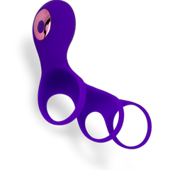 Media funda Dual Pulse de silicón con doble aro, estimulador clitoral y vibración Glow & Vibe.