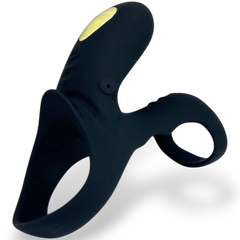 Media funda Dual Pulse de silicón con doble aro, estimulador clitoral y vibración Glow & Vibe.