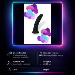 Dark Rider Glow & Vibe, dildo realista de material Magic Flesh con ventosa resistente y textura natural.