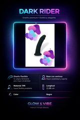 Dark Rider Glow & Vibe, dildo realista de material Magic Flesh con ventosa resistente y textura natural.