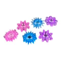 Set de seis anillos Crystal Rings de gel elástico para estimulación y control Glow & Vibe.