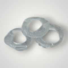 Set Power Grip de tres anillos texturizados de gel suave para estimulación y firmeza Glow & Vibe.