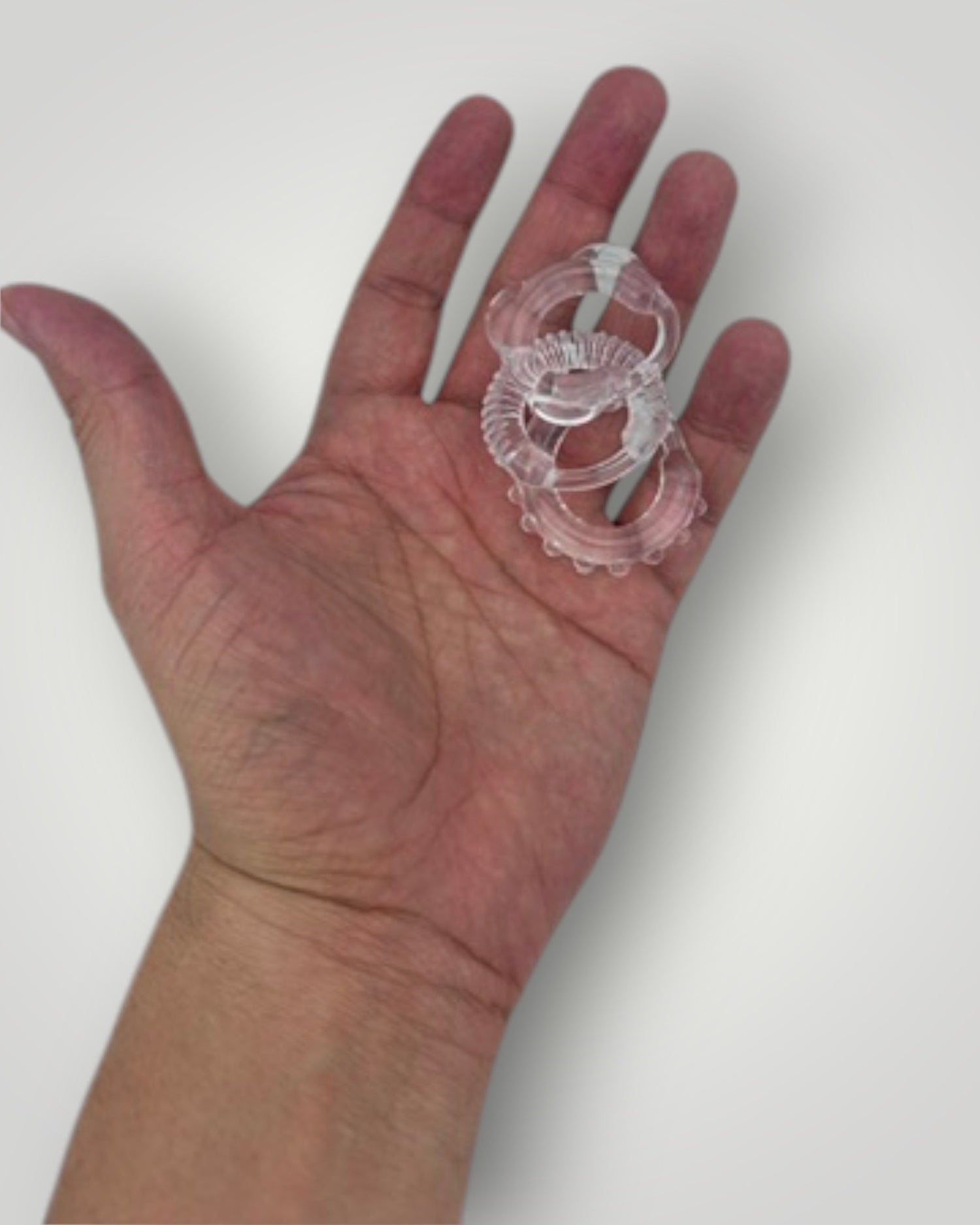 Set Power Grip de tres anillos texturizados de gel suave para estimulación y firmeza Glow & Vibe.
