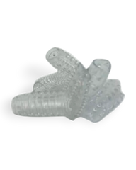 Crystal Grip Sleeve Glow & Vibe funda texturizada transparente con relieves y anillos para mayor estimulación.