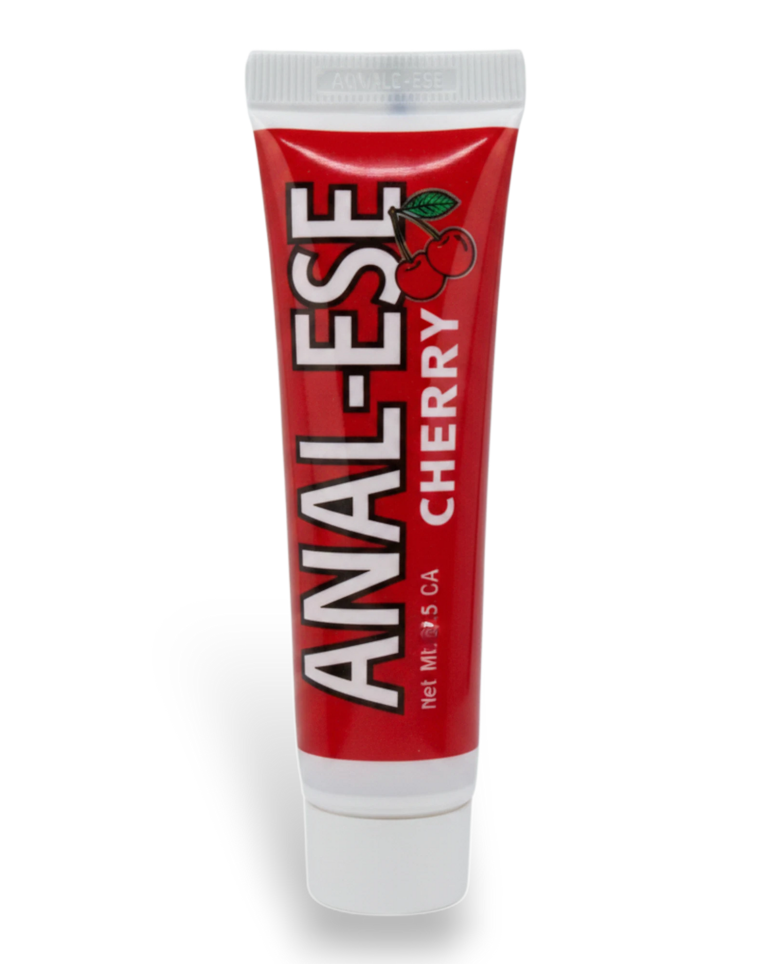 Glow&Vibe Gel lubricante desensibilizante con sabor a cereza, tubo rojo con texto blanco y cerezas.