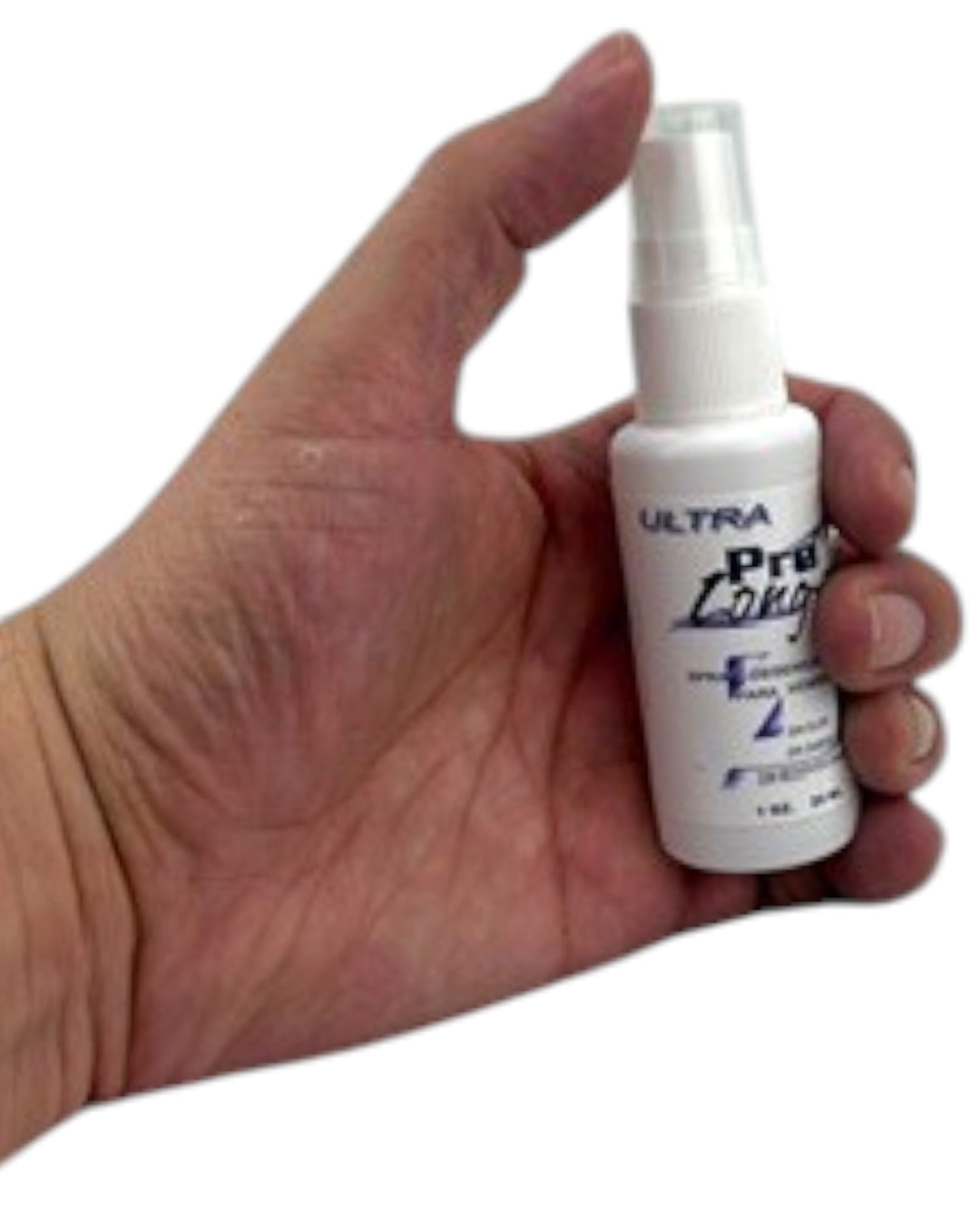 Glow&Vibe Pro Longer spray desensibilizante para hombres, envase blanco con aplicador, 1 oz.