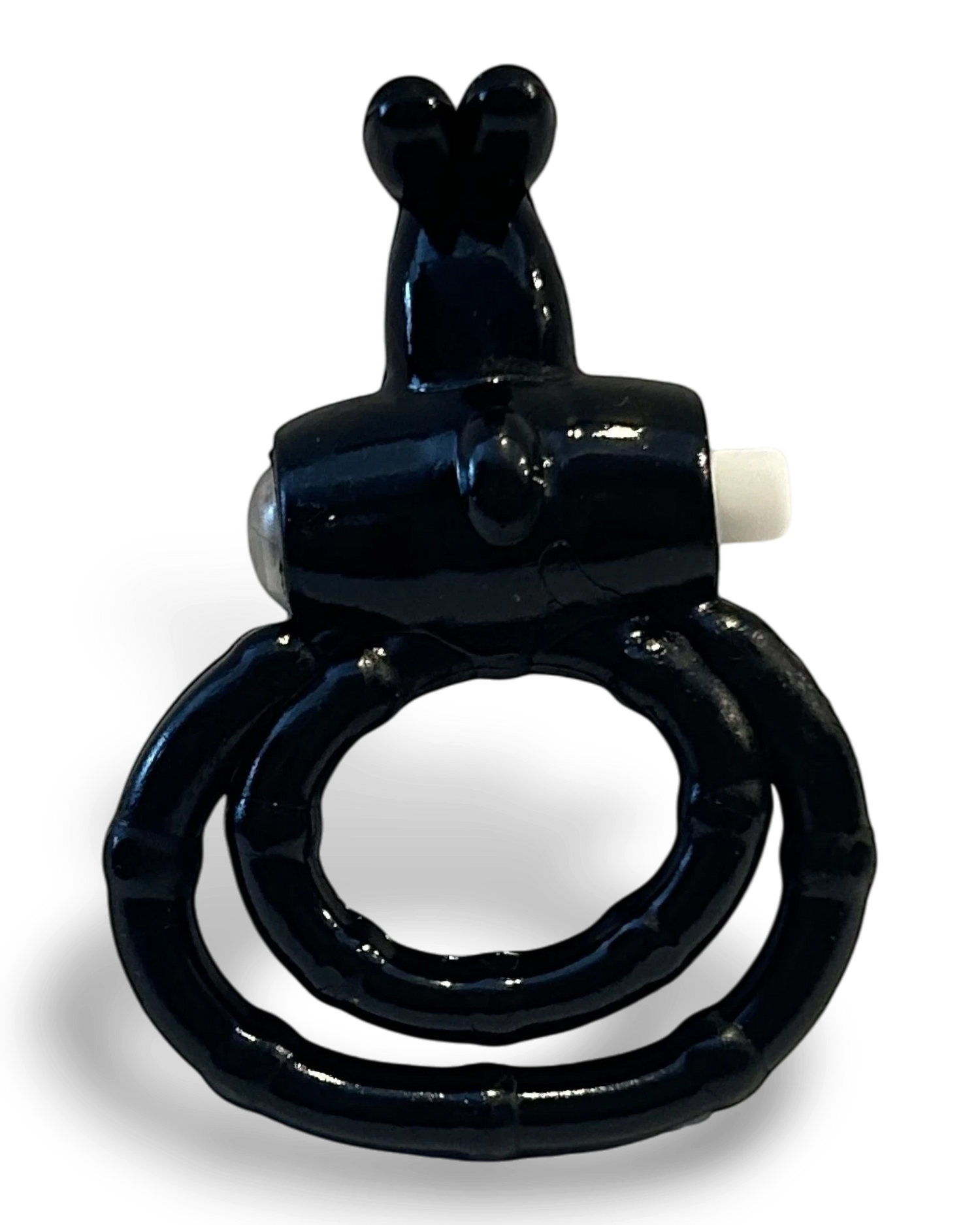 Anillo vibrador Passion Rabbit de Glow&Vibe en color negro con diseño elástico y estimulador tipo conejo