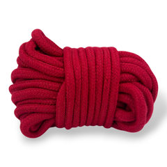 Cuerda de nylon trenzado roja de 10 metros de Glow&Vibe para juegos de ataduras sensuales y bondage.